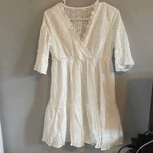 SHEIN White Eyelet Mini Dress